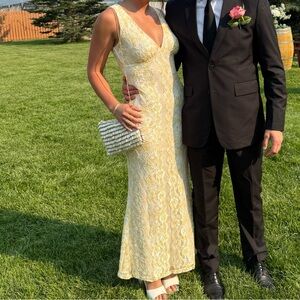 Beginning Boutique Yellow Lace Maxi Dress